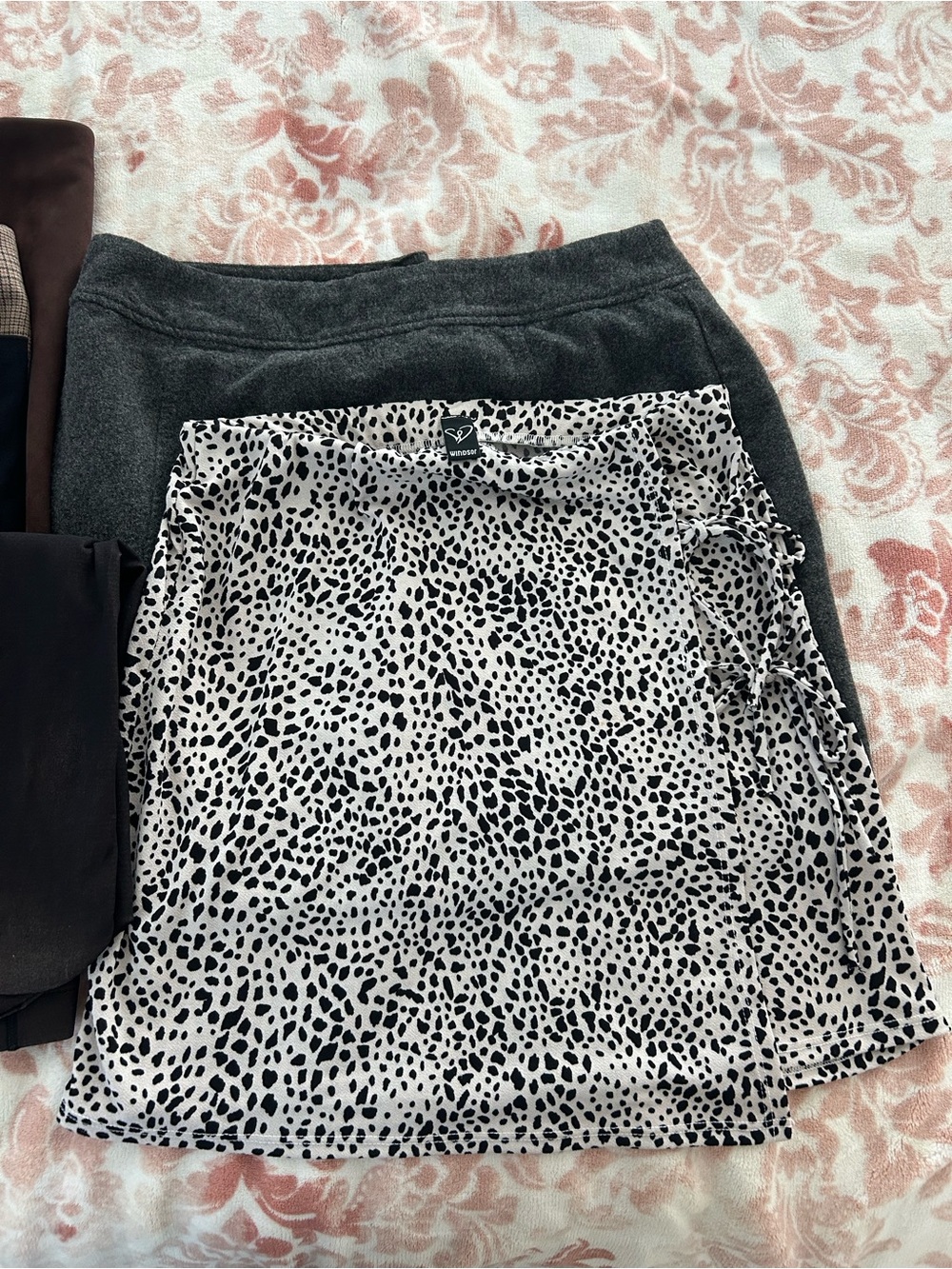 White and Black Animal Print Wrap Skirt - Unknown Brand